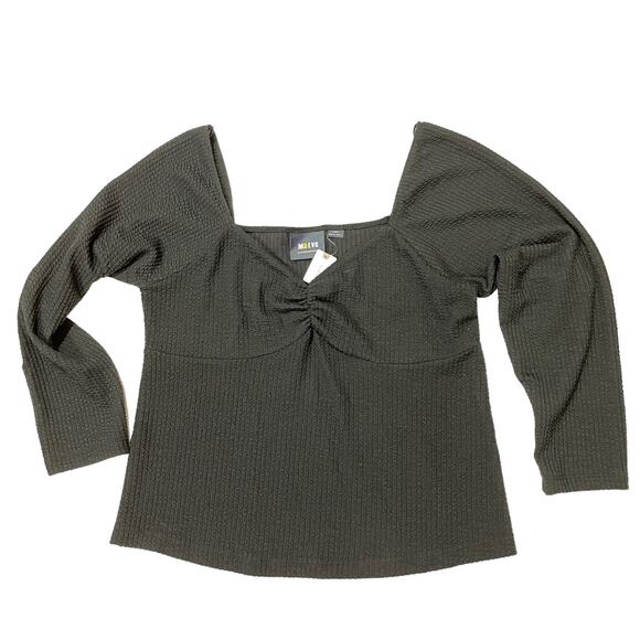 NWT Anthropologie Maeve Textured Sweetheart Top - Black - XL - Picture 2 of 14